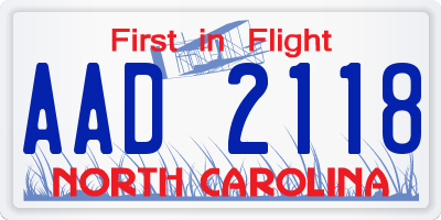 NC license plate AAD2118