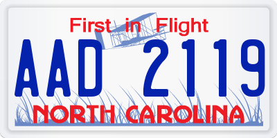 NC license plate AAD2119
