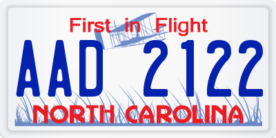 NC license plate AAD2122