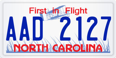 NC license plate AAD2127