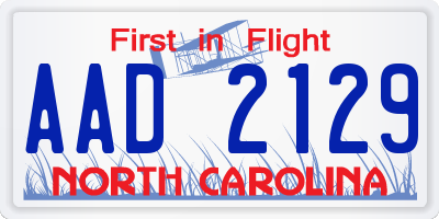NC license plate AAD2129