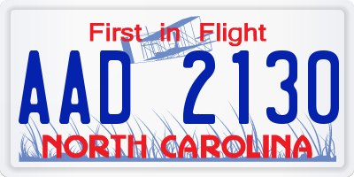 NC license plate AAD2130