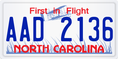 NC license plate AAD2136