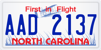 NC license plate AAD2137