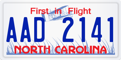 NC license plate AAD2141