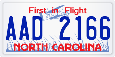 NC license plate AAD2166