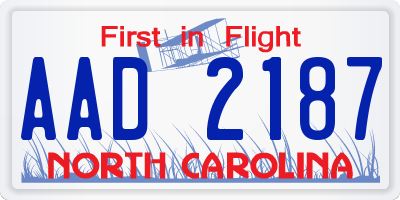 NC license plate AAD2187