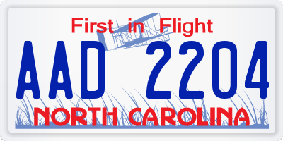 NC license plate AAD2204
