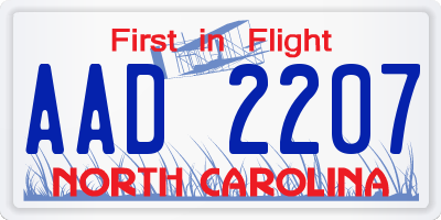 NC license plate AAD2207