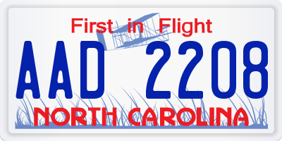 NC license plate AAD2208
