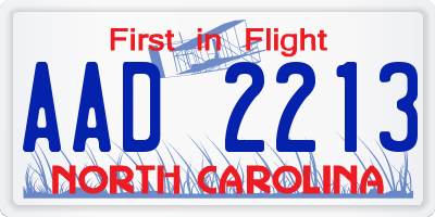 NC license plate AAD2213