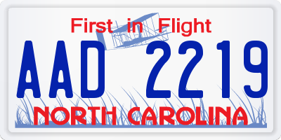 NC license plate AAD2219