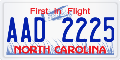 NC license plate AAD2225