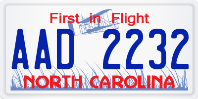 NC license plate AAD2232