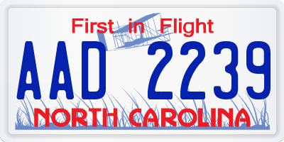 NC license plate AAD2239