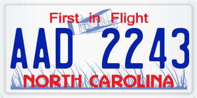 NC license plate AAD2243