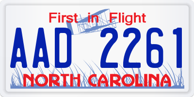 NC license plate AAD2261
