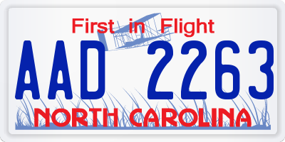 NC license plate AAD2263