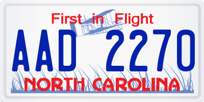 NC license plate AAD2270