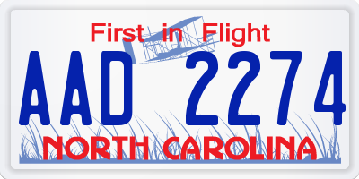 NC license plate AAD2274