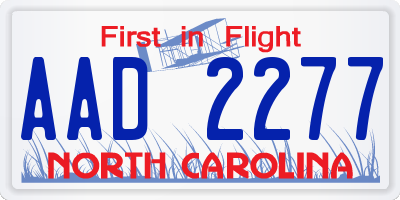 NC license plate AAD2277