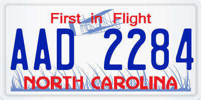 NC license plate AAD2284