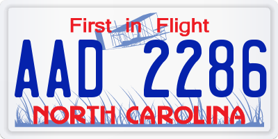 NC license plate AAD2286
