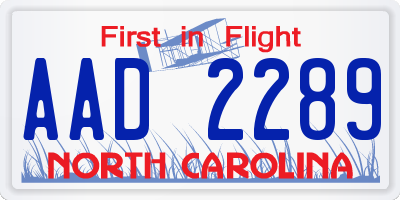 NC license plate AAD2289