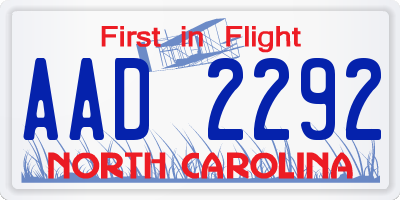 NC license plate AAD2292