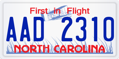 NC license plate AAD2310