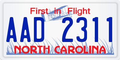 NC license plate AAD2311