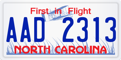 NC license plate AAD2313