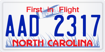NC license plate AAD2317