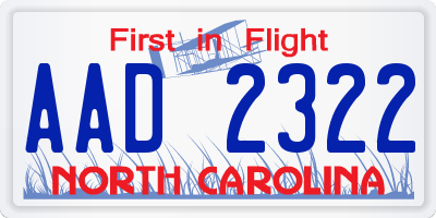 NC license plate AAD2322