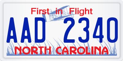 NC license plate AAD2340