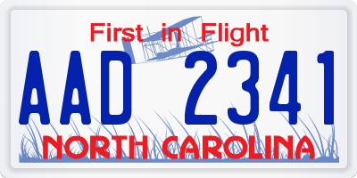 NC license plate AAD2341