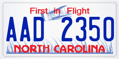 NC license plate AAD2350