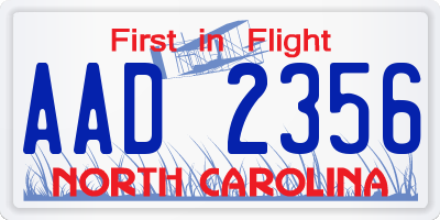 NC license plate AAD2356