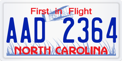 NC license plate AAD2364