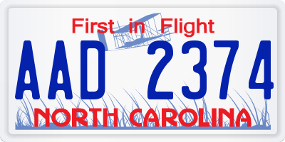 NC license plate AAD2374