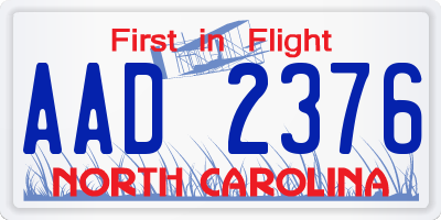 NC license plate AAD2376