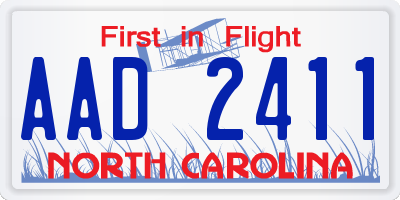 NC license plate AAD2411