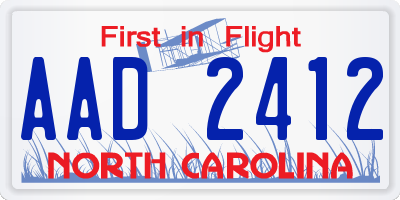 NC license plate AAD2412