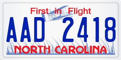 NC license plate AAD2418