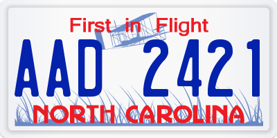 NC license plate AAD2421