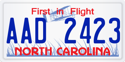 NC license plate AAD2423