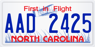 NC license plate AAD2425