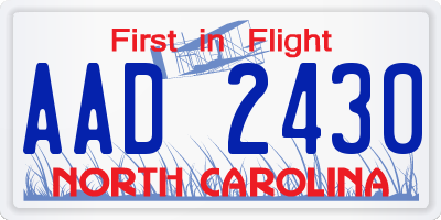 NC license plate AAD2430