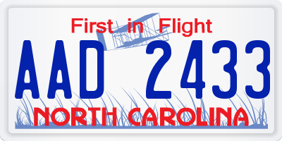NC license plate AAD2433
