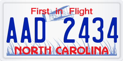 NC license plate AAD2434